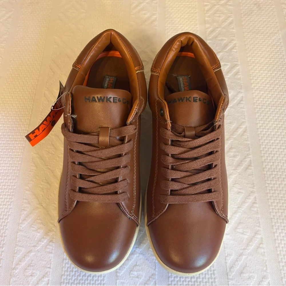 NWT Men’s Hawke & Co‎ Nubuck Brown Leather Skater Athlete Shoes Size 8